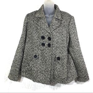 Fenn Wright Manson boucle tweed wool pea coat L